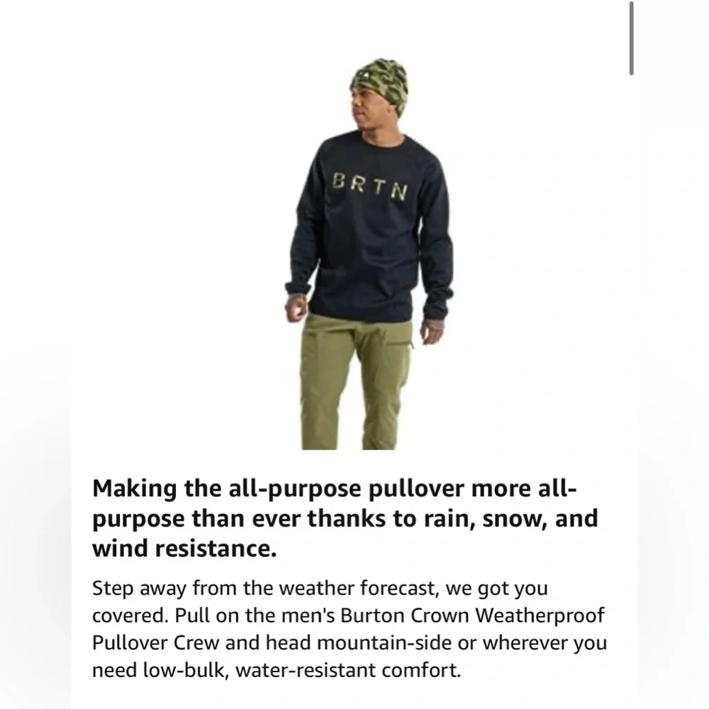 Burton Weatherproof Pullover Crew NWT Mens - Picture 7 of 10